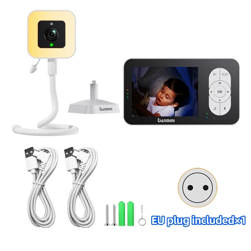 DANMINI New 3.5' RGB Night Light Baby Monitor with Night Vision Temperature Detection Voice Intercom Baby Nanny Security Camera