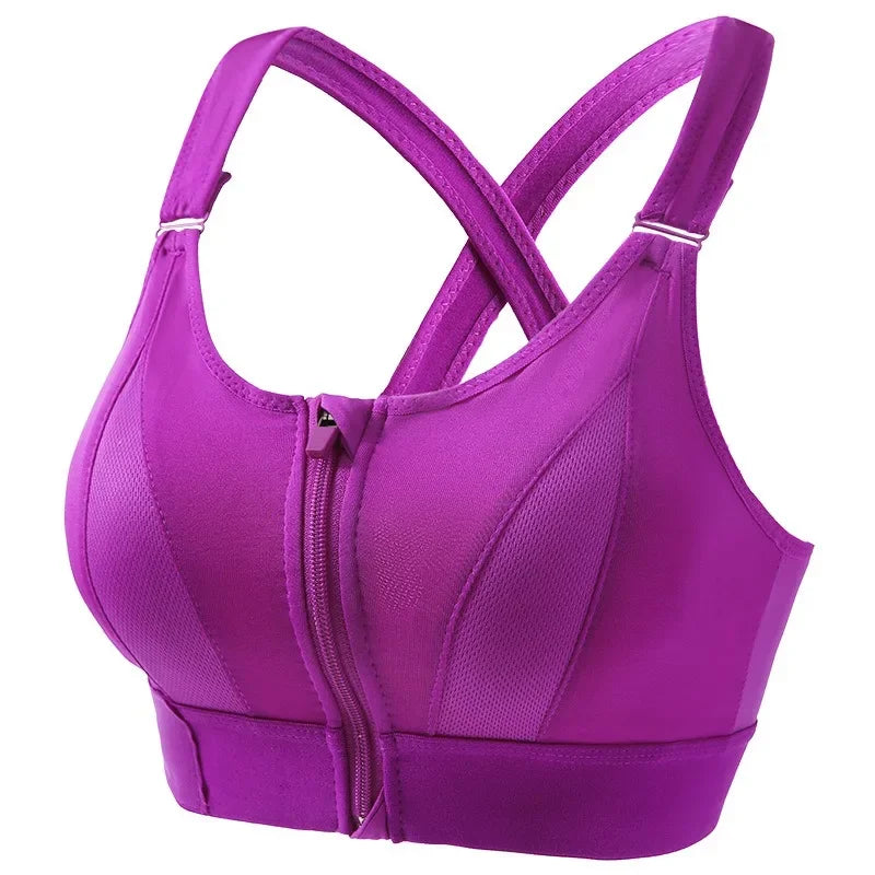 Padded, Shockproof Sports Bra with Criss-Cross Straps