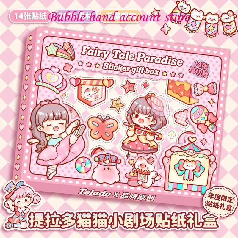 Caja de pegatinas de chica de teatro Kawaii