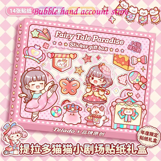 Caja de pegatinas de chica de teatro Kawaii
