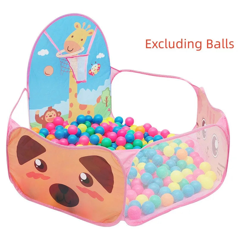 120cm Kids Playpen Playground Baby Tent Ball Pool with Basketball Hoop