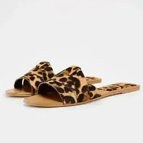 Designer Chic Flat Sandals - Animal Print & Comfort | Femstylo