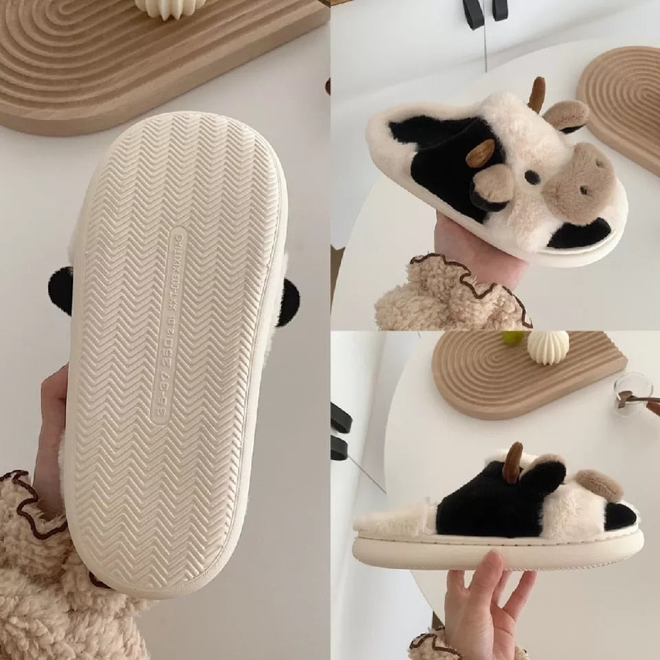 Pantuflas de vaca peludas