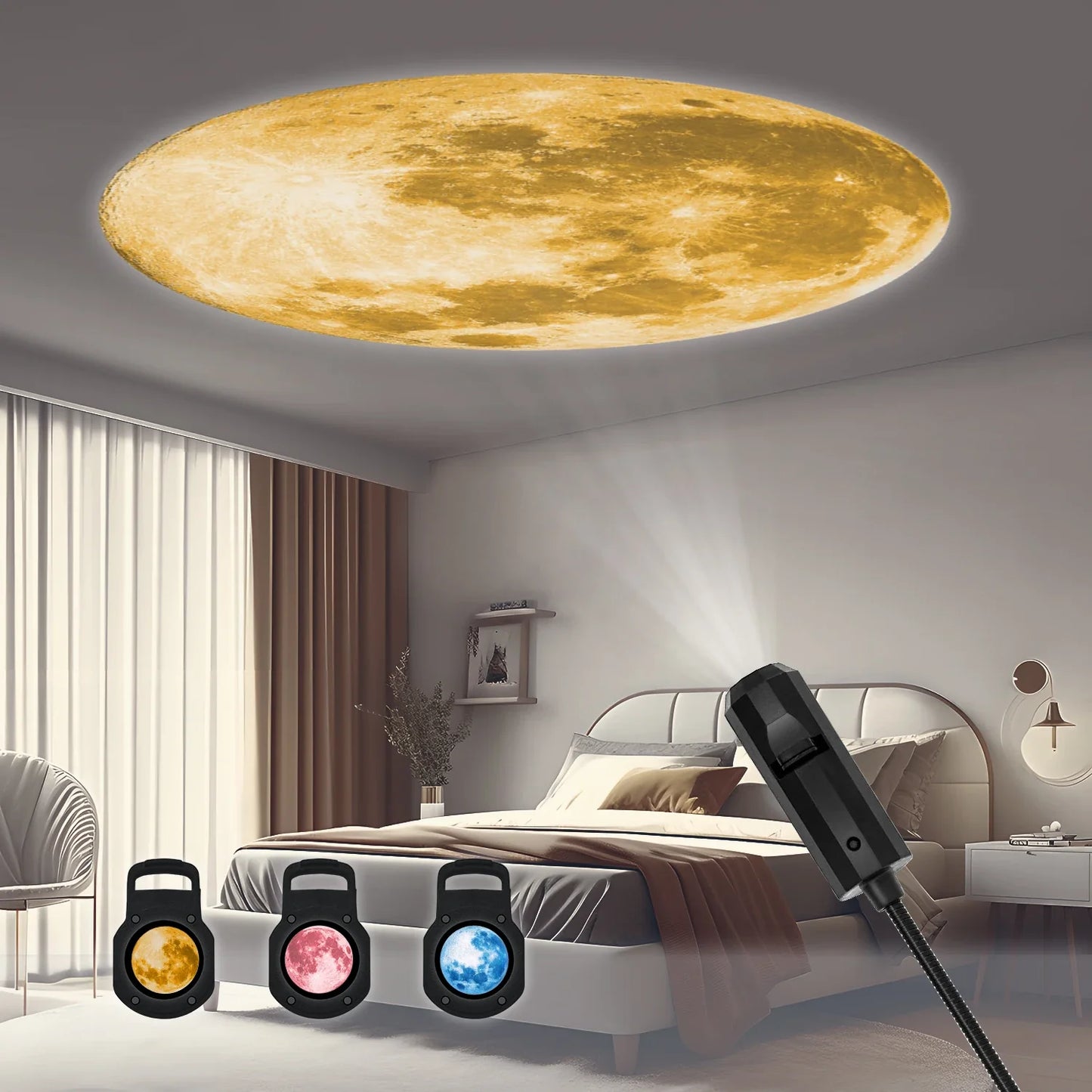 1 Piece + 3 Pieces of Moon Projection Lamp, Romantic Home Atmosphere