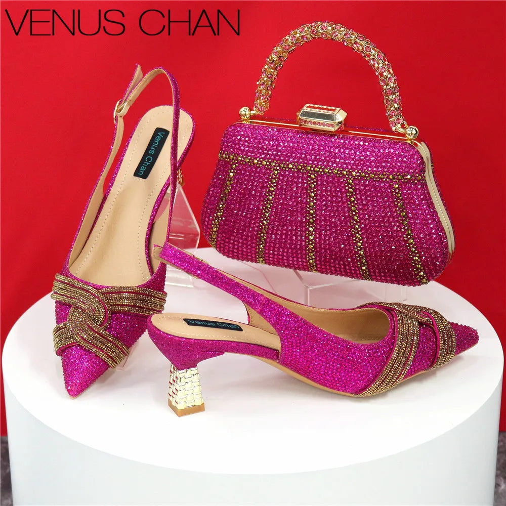 Zapatos y bolso de diseño italiano para mujer