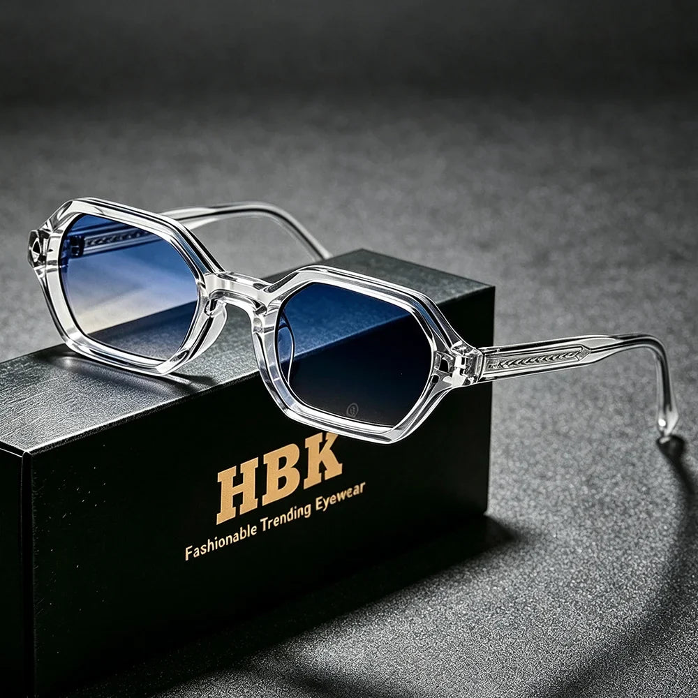 HBK Fashion Retro Polygon Men Sunglasses Small Frame Cupronickel Core Insert Leg Sun Glasses Outdoor Party Vacation Travel