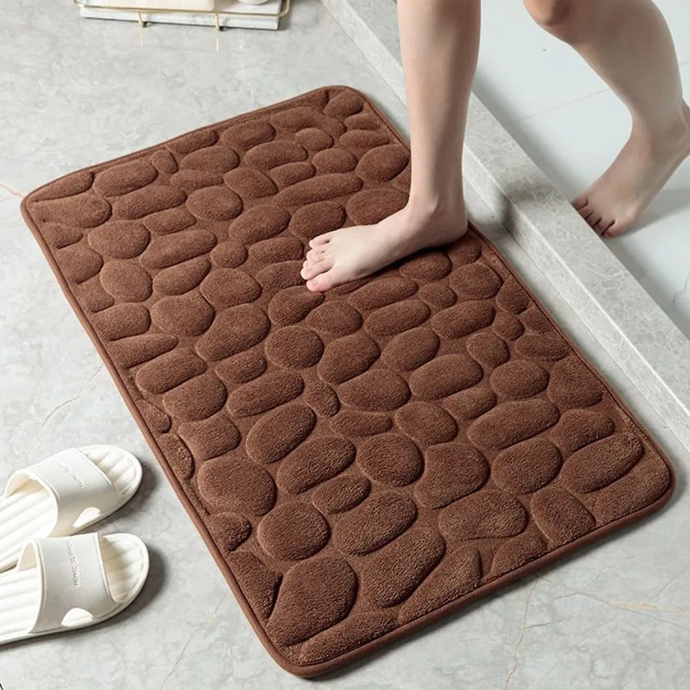 Cobblestone Embossed Bath Mat Non-slip Carpets Water Absorption Washable Bathtub Floor Rug Shower Doormat Bathroom Decor