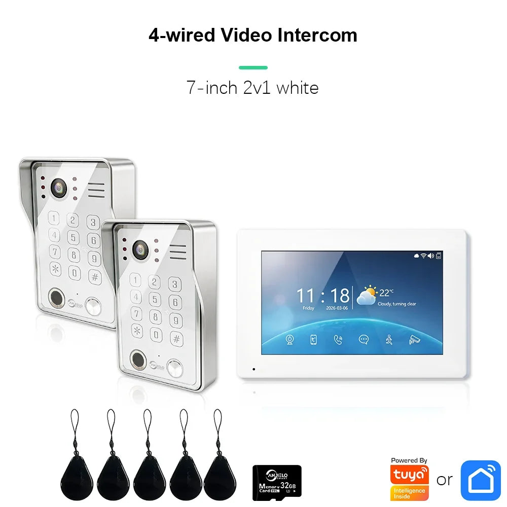 ANJIELO Doorbell Video Intercom System for Home Doorphone Tuya Smart 1080P Monitor Motion Detection Digital Photo Frame