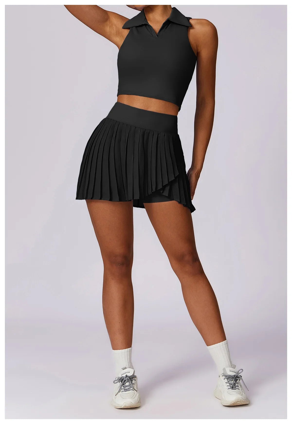 Sports Tennis Short Skirt Women's Summer Pleated Fake Two-piece Quick Drying Skort Fitness High Waist Pocket Yoga Running Skirts