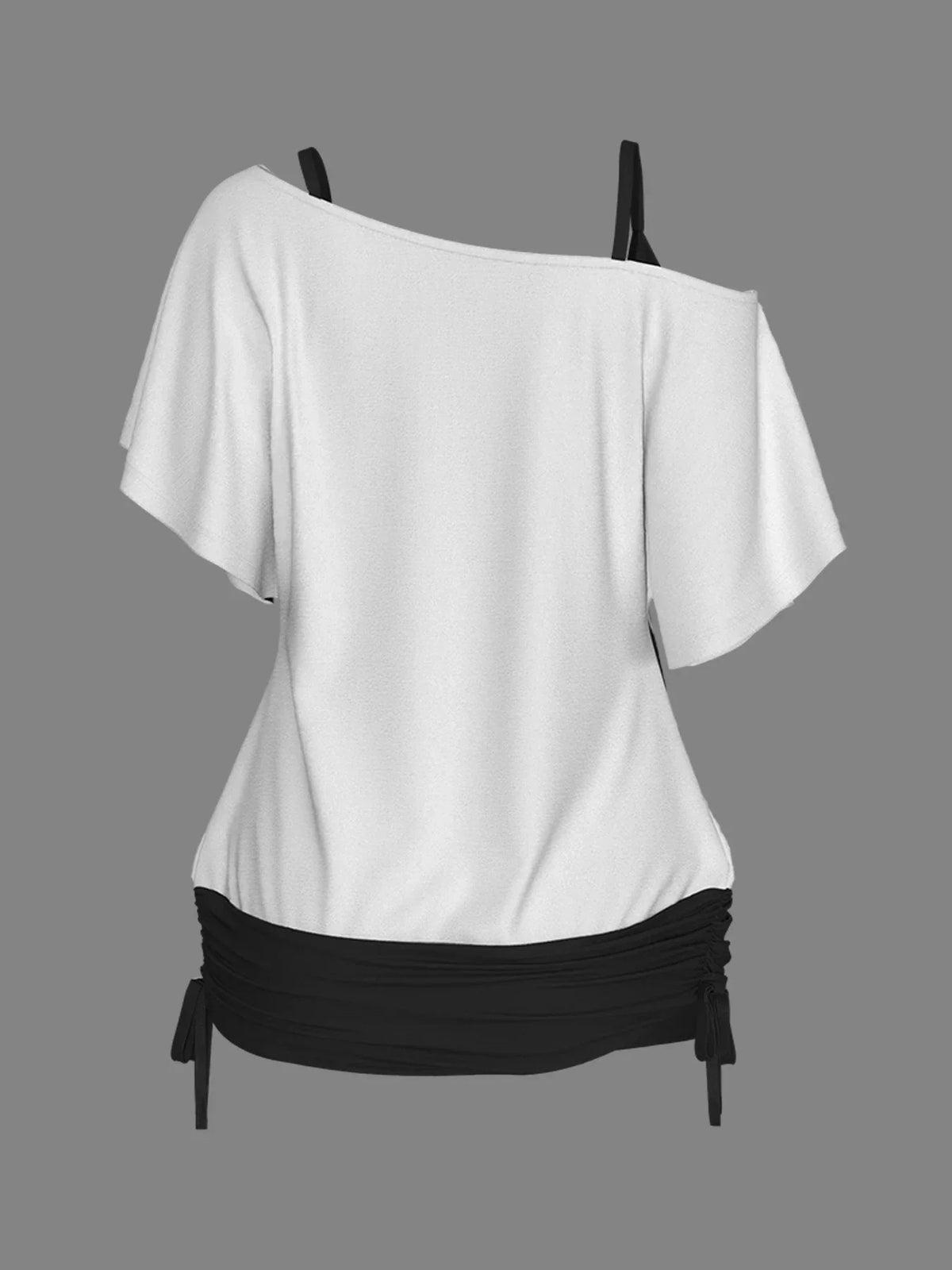 Plus Size Gothic Skull One-Shoulder Short Set Streetwear