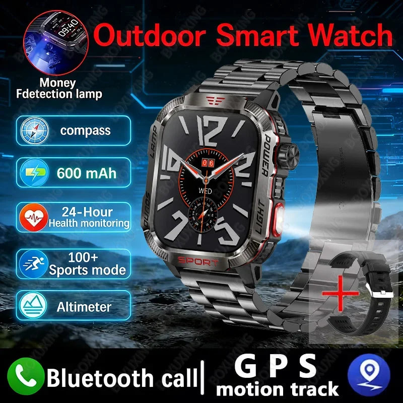 New Military GPS Smart Watch Men Flashlight Compass Waterproof 600mAh Battery Outdoor Sport Tracker Bluetooth Call Smartwatch