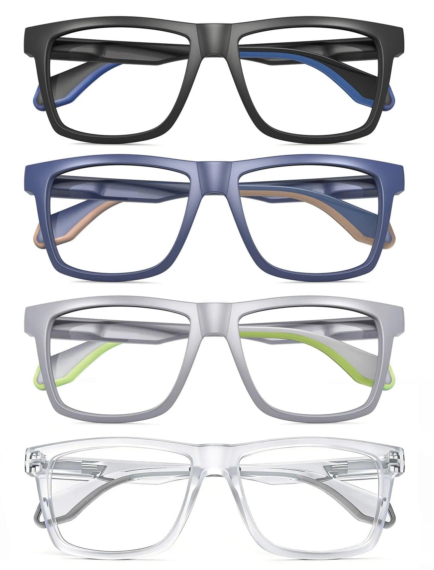 Oversized Reading Glasses for Men&Women,Large Readers Rubber Temple with Spring Hinge,Wide Blue Light Blocking Anti UV/Eyestrain