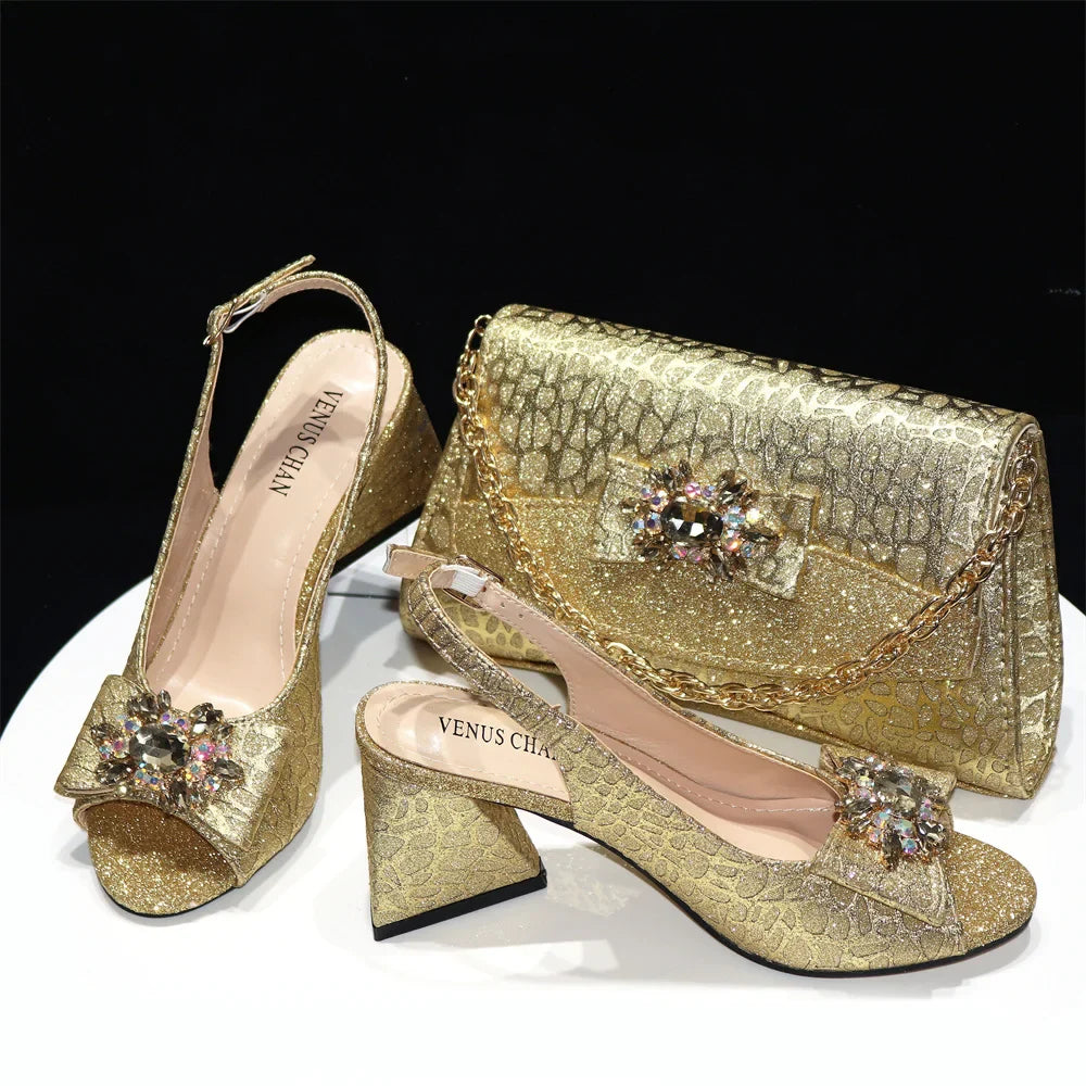 Nuevo set de zapatos y bolsos para mujer a juego HRE1-3