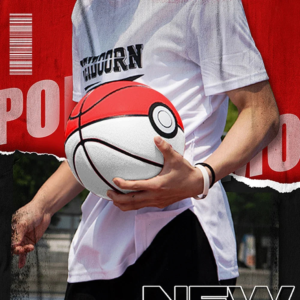Premium PU Basketball White Red Official Size