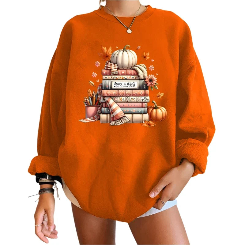 Autumn Spring Women's Sweatshirt featuring a Y2K Pumpkin Design