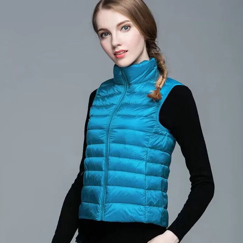 2026 White Duck Down Jacket Women Vest Autumn Winter Sleeveless Waistcoat Warm Lightweight Puffer Jacket Female Tops Outwear