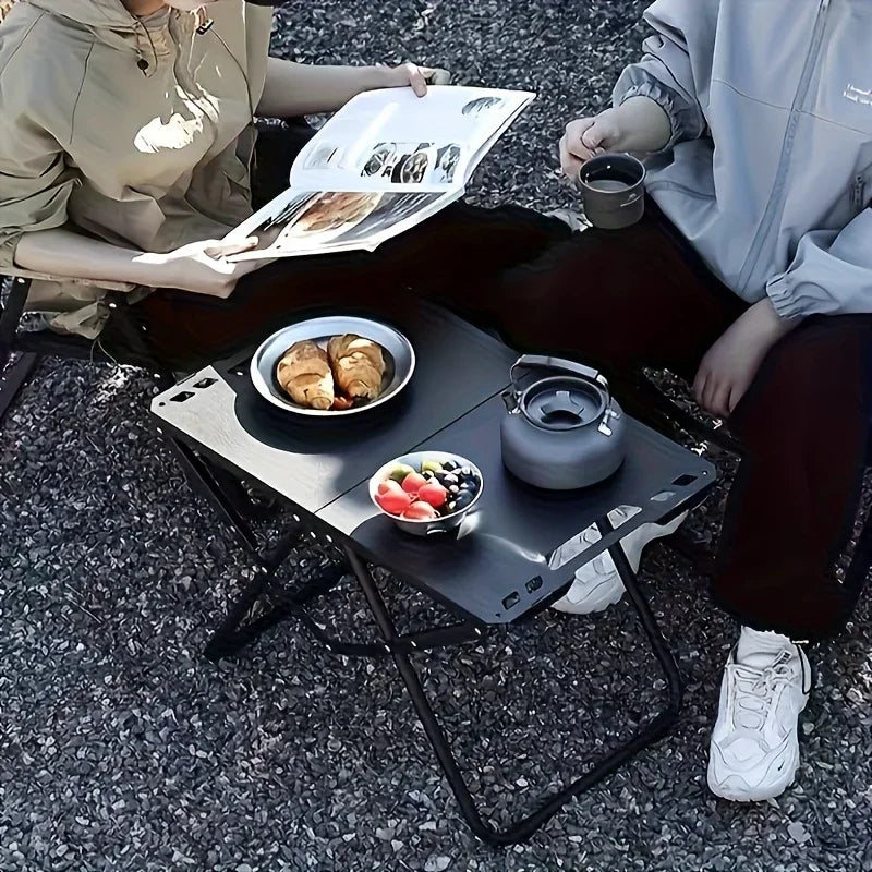 Portable Folding Camping Table,Stainless Steel Outdoor Dining Table,Compact Design for Camping,Beach, BBQ,and Hiking