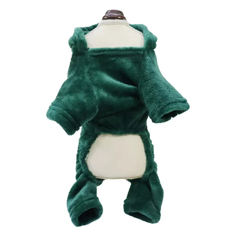 Cozy Dinosaur Cat Clothing Set Plush Lined Soft and Lightweight For Small Pets Costume Party and Outdoor Use Autumn Winter Wear