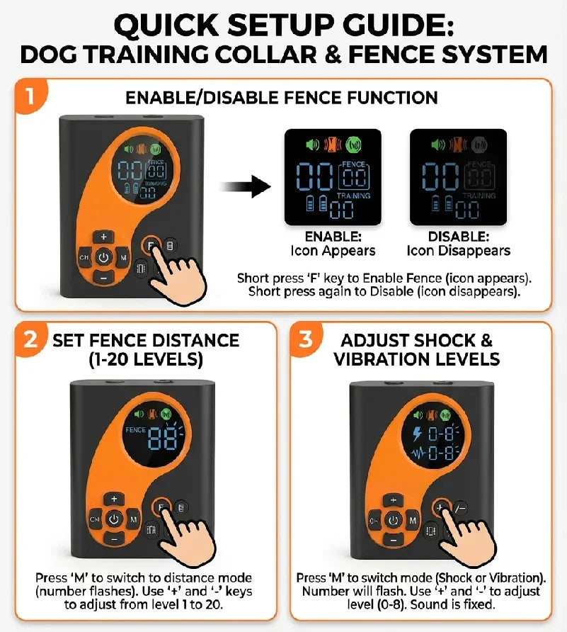Electric Dog Fence Wireless with Remote Trainer, 2-in-1 Pet Training System, Waterproof Shock Collar for Dogs, Anti-Bark Control