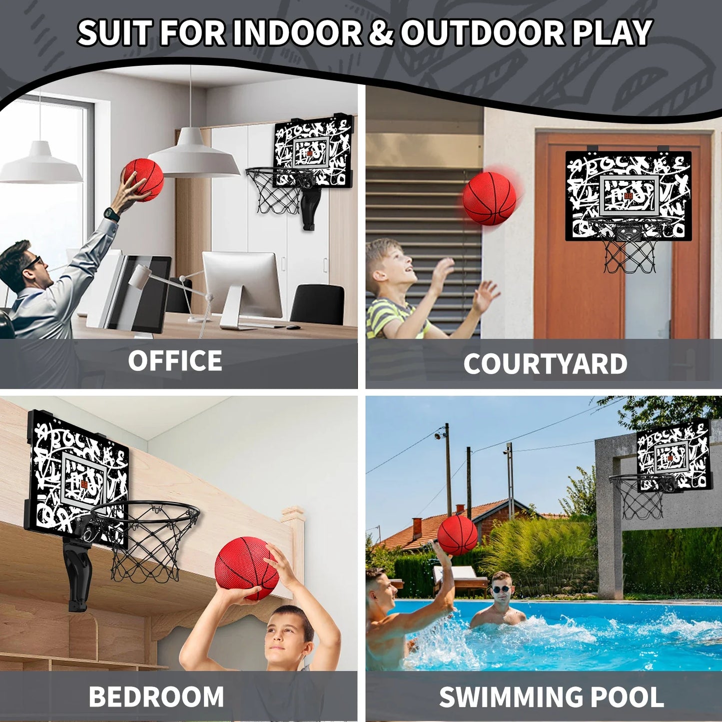 Kids Mini Basketball Hoop With Electronic Scoreboard Ball Sport Backboard Outdoor Indoor Excersise Accessory Funny Game Toys
