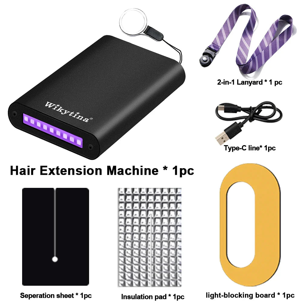Wikytina Professional Hair Extensions Kit With UV Light V Light Tools
