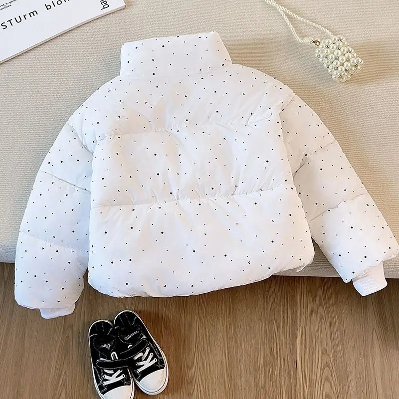 2025 Winter Girls Rhinestone Puffer Jacket Korean Star-Studded Fashion Coat Glitter Zip-Up Quilted Down Jacket