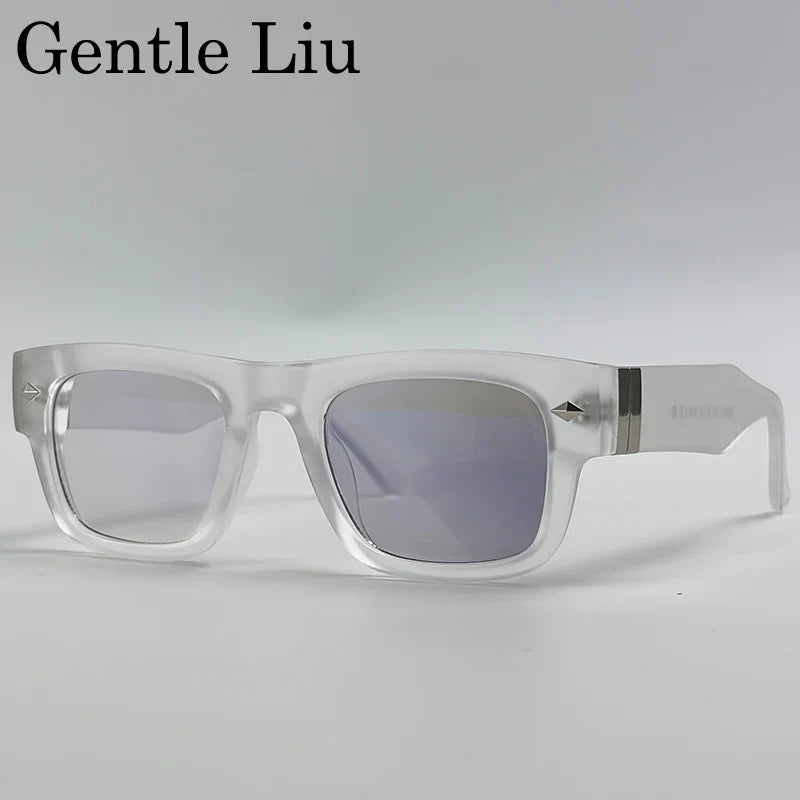 Retro Steampunk Square Photochromic Sunglasses Men Luxury Brand Design Oversized Thick Frame Rivet Sun Glasses For Male Eyewear