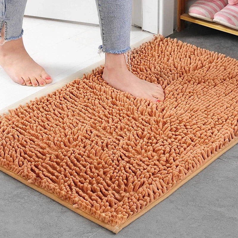 Chenille Bathroom Carpet Non Slip Bath Mat Soft and Comfortable Plush Living Room Door Bathroom Absorbent Foot Floor Matscarpet