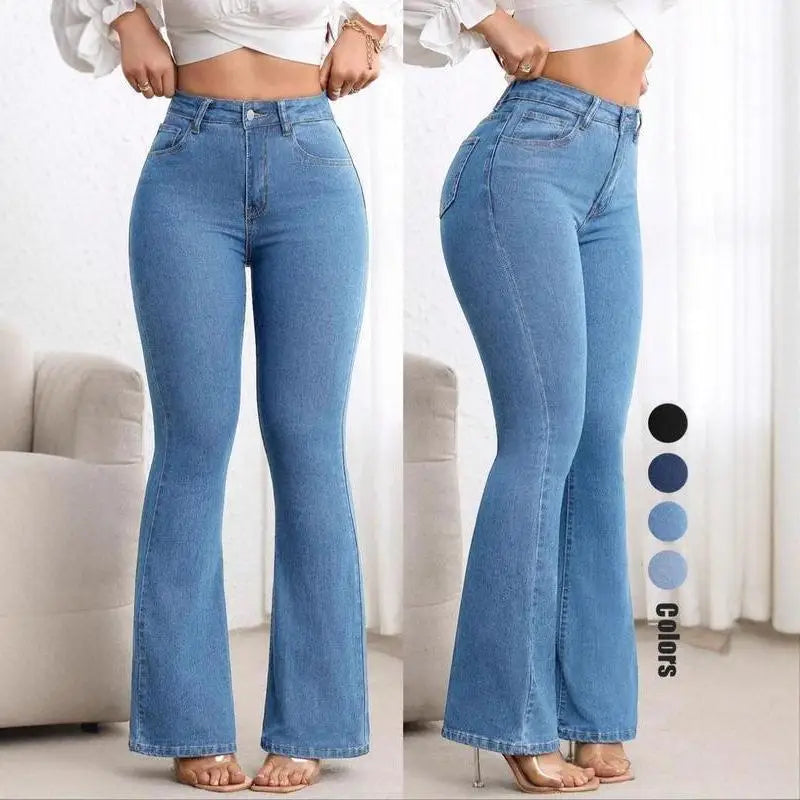 New Women's Elastic Slimming Bell Bottom Jeans Butt Lifting Waist