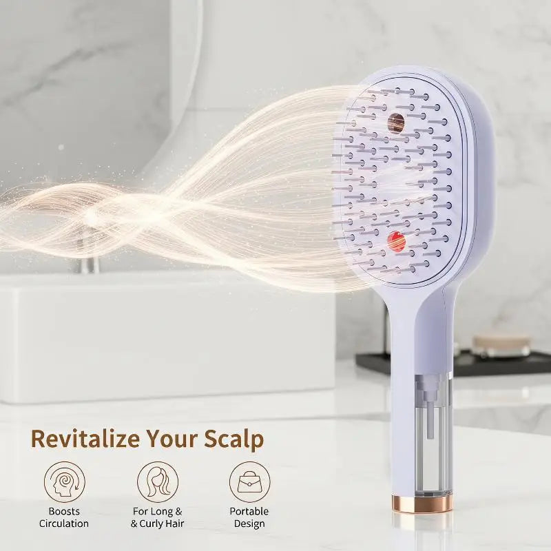 Electric Steam Hair Straightening Brush Water Spray Wet Dry Use USB-C Fast Charging Portable Hair Tool for Salon Travel Use