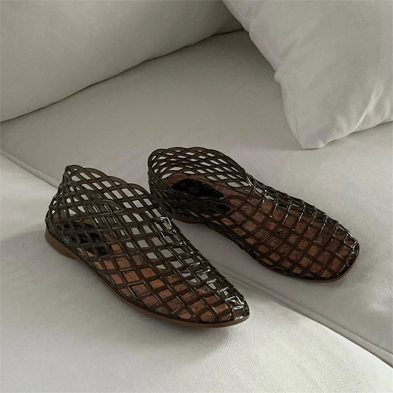XIXITIAO Women's Sandals Fashion Openwork Sandals Summer Comfortable Anti-slip Flat Jelly Shoes Hollow Outdoor Slip On Footwear