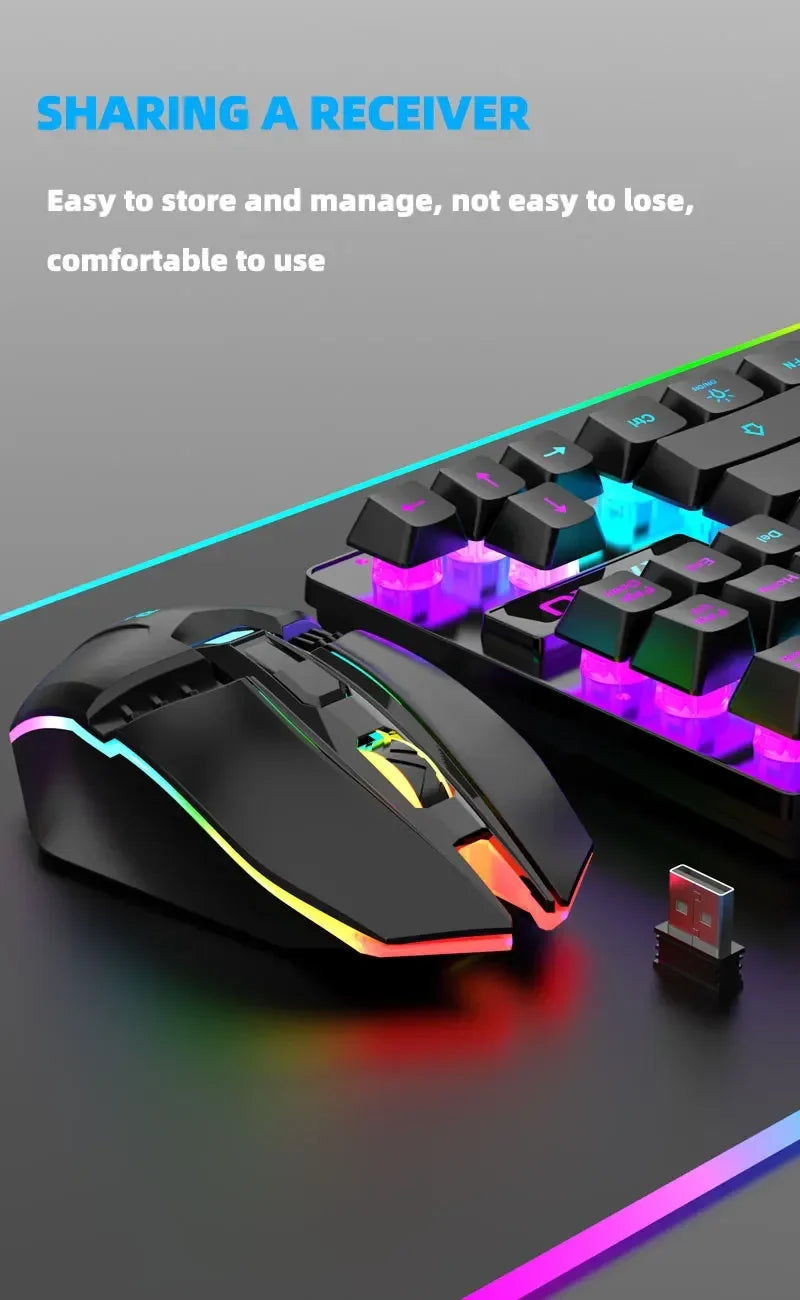 R905 Wireless Illuminated Keyboard and Mouse Set, Color-Matching Office and Gaming E-Sports Set, 87-Key Rechargeable Keyboard