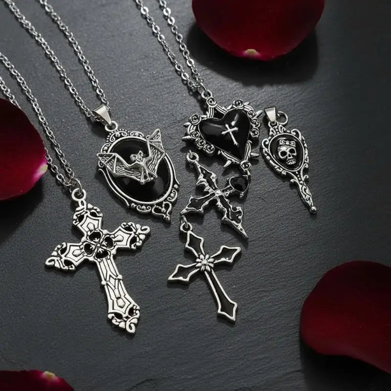 5pcs Gothic Necklace Set for Women Halloween Jewelry Heart Bat Spider
