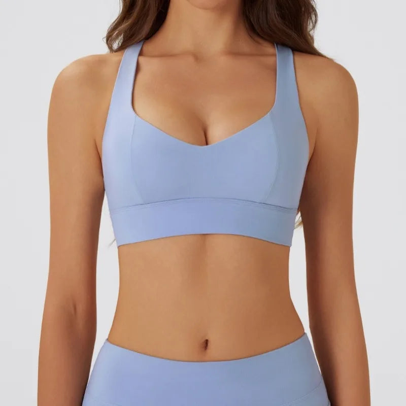 High-Support Push-Up Halter Yoga Bra Top