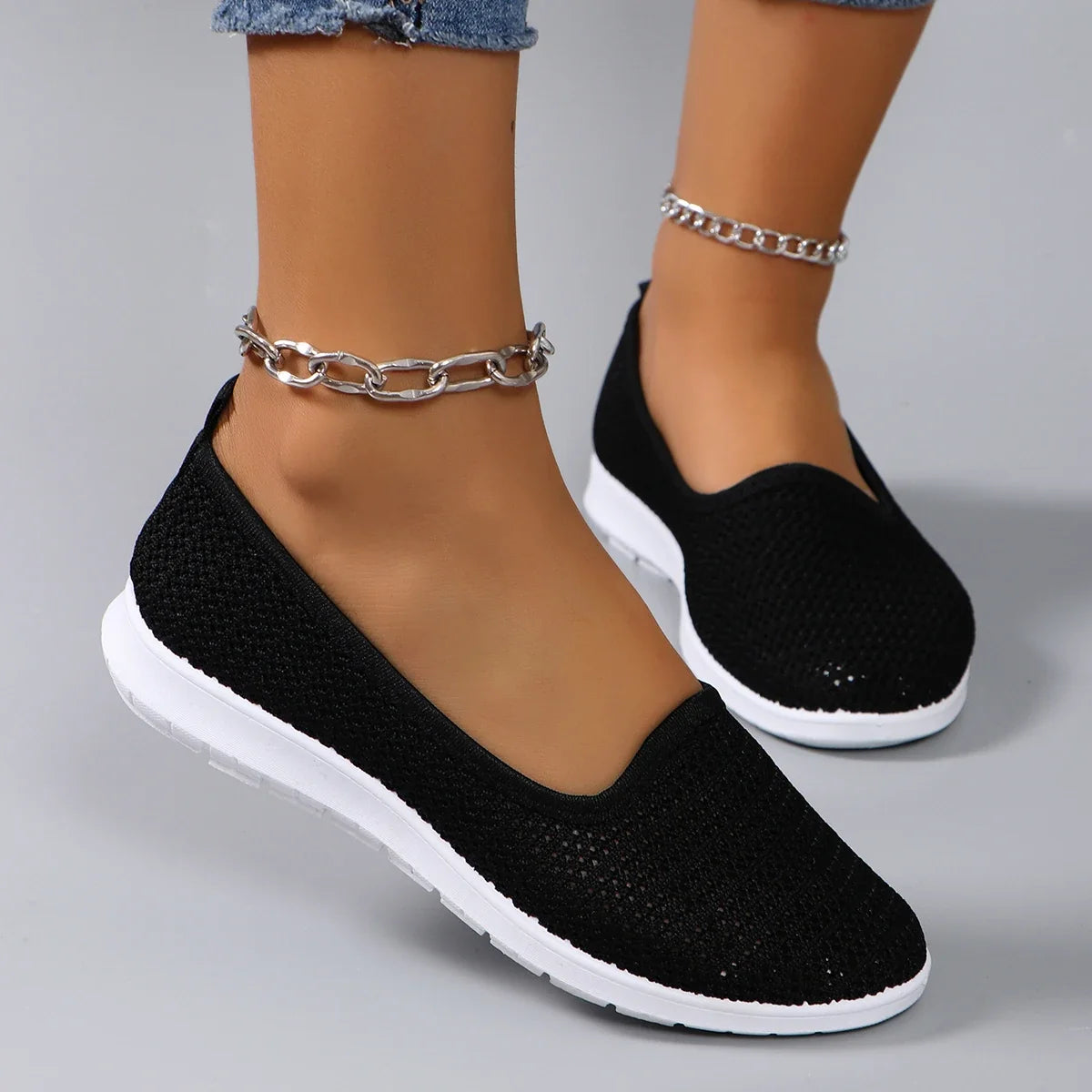 Spring new women's sports shoes, fashionable, breathable, lightweight, non-slip, wear-resistant, casual sports shoes, flat shoes