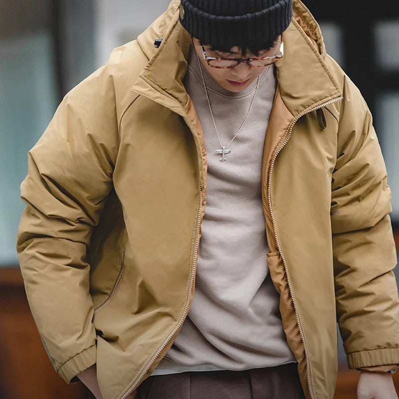Maden Casual 90% White Duck Down Hooded Jacket Outdoor Windproof Warm Puffer Jacket Thickened Winter Coat for Men's Winter