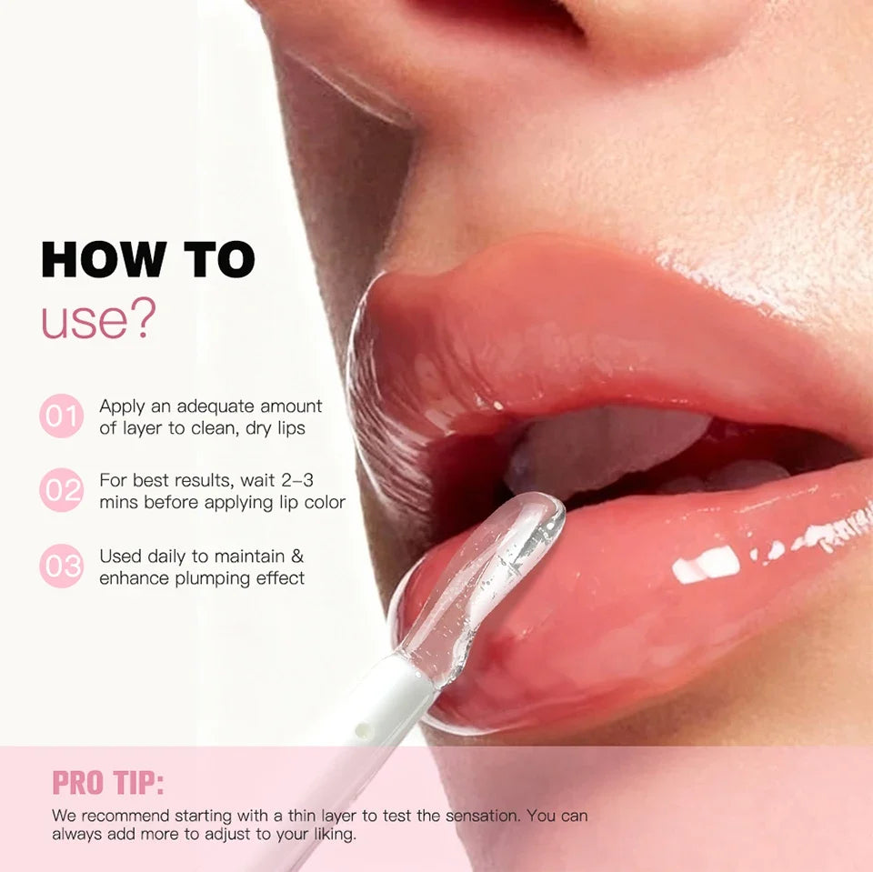 Lakerain Instant Lip Plumper Gloss Oil Lip Long-Lasting Moisturizer Volume Boosting Lip Oil Volumizing & Hydrating Non-Dry Plump