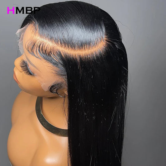 Pelucas sin pegamento Cabello humano 30 34 pulgadas liso 13x4/13x6 HD Encaje frontal Pelucas brasileñas Peluca de encaje frontal prearrancado Cabello humano HMBP