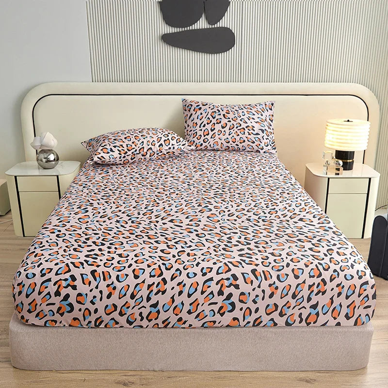 3Pcs/Set or 1Pcs Leopard Print Fitted Sheet, Animal Pattern Bedding Set with Pillowcases, Soft Microfiber Bed Sheet for Bedroom