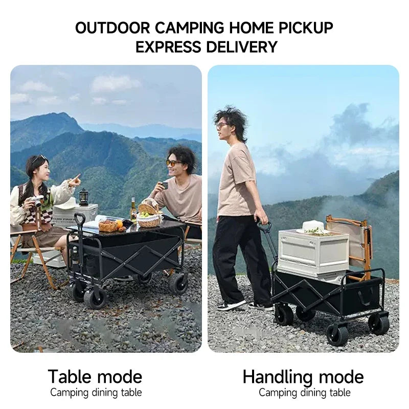 Camping Cart Foldable Trolley Outdoor Picnic Portable Hand-Pull Cart Camping Trailer Camping