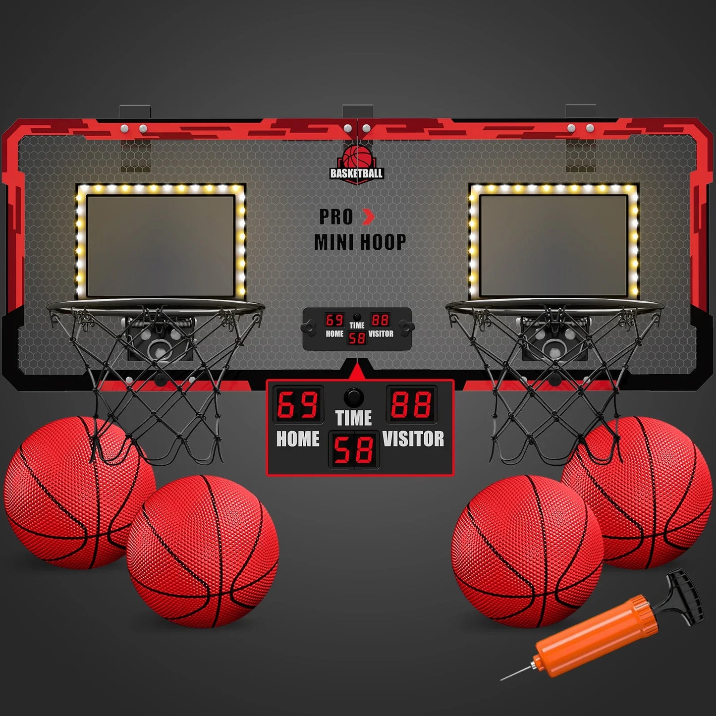 Basketball Hoop Double Children Home Exercise Scoring Funny Game Kids Basketball Hoop Set Wall Frame Stand Hanging Backboard