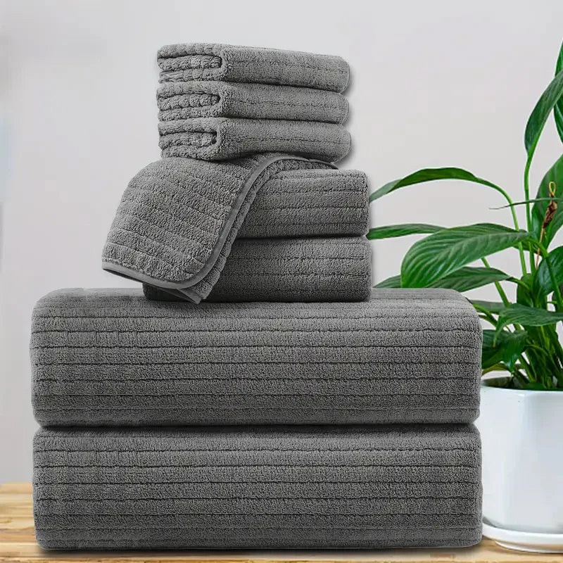 Bath Towel Set 8 Piece Absorbent Quick Dry Towels Daily