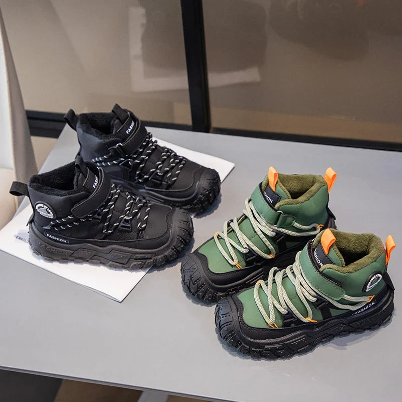 Kids Sneakers Anti-slip Wear-resistant Hiking Shoes for Children Boys Winter Outdoor Sports Shoes Warm Cotton Snow Boots for Kid