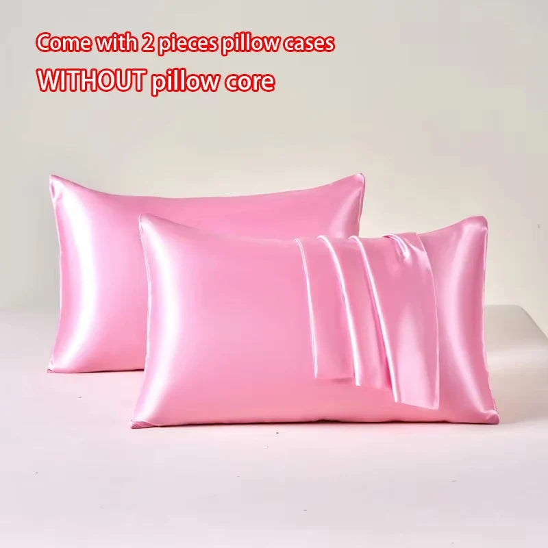 2pcs Satin Pillowcase for Skin and Hair, Satin Pillow Cases Set of 2 Soft Breathable Smooth Cooling Pillow Covers for Sleeping