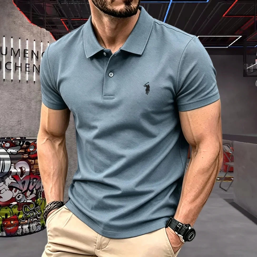 100% Pure Cotton High-End Brand Men's Short Sleeve Polo Shirt Summer