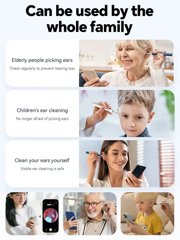 Multifunctional Ear Cleaner Camera 360°Adjustable Endoscope Ear Pick. USB-C Charging Ear Cleaner Family Ear Care Kit for Family