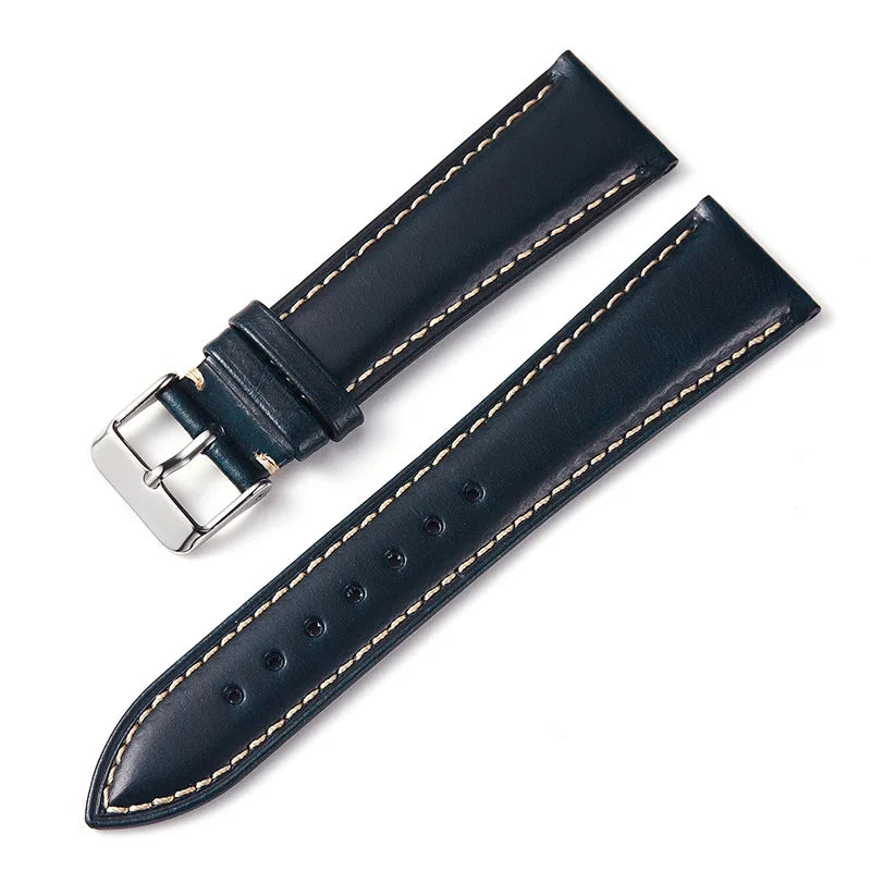 Garmin 18/20/22mm Quick Release Oil Wax Cowhide Leather Band with Contrast Stitching