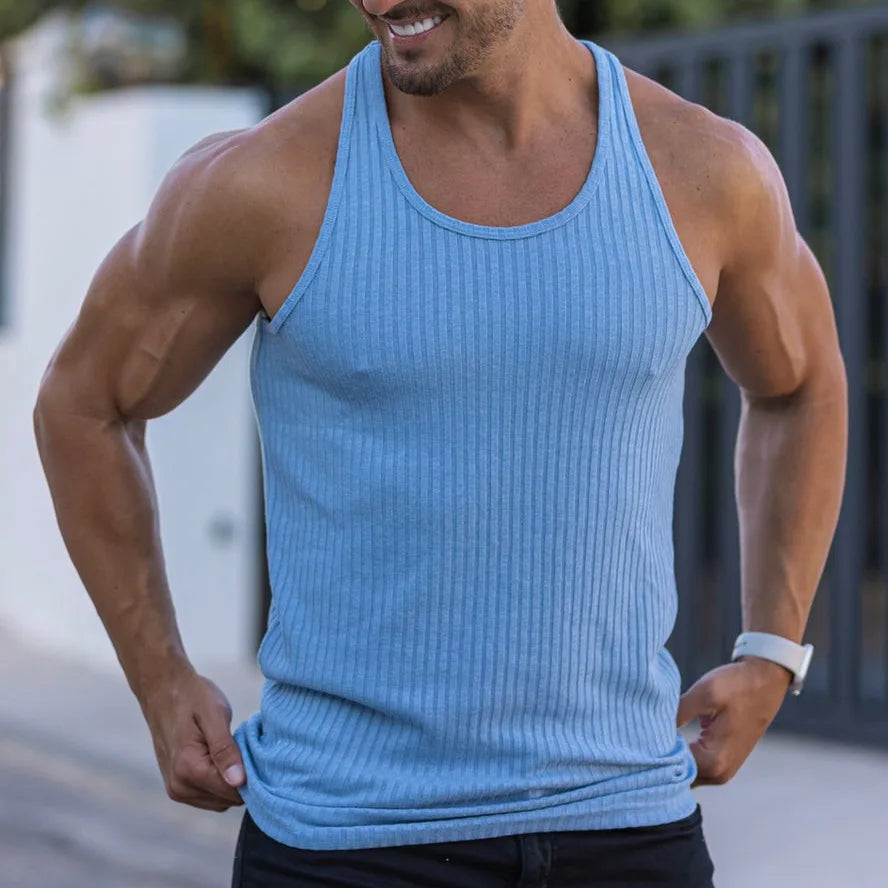 Camiseta de tirantes a rayas para gimnasio StriveFit para hombre - Verano de 2026