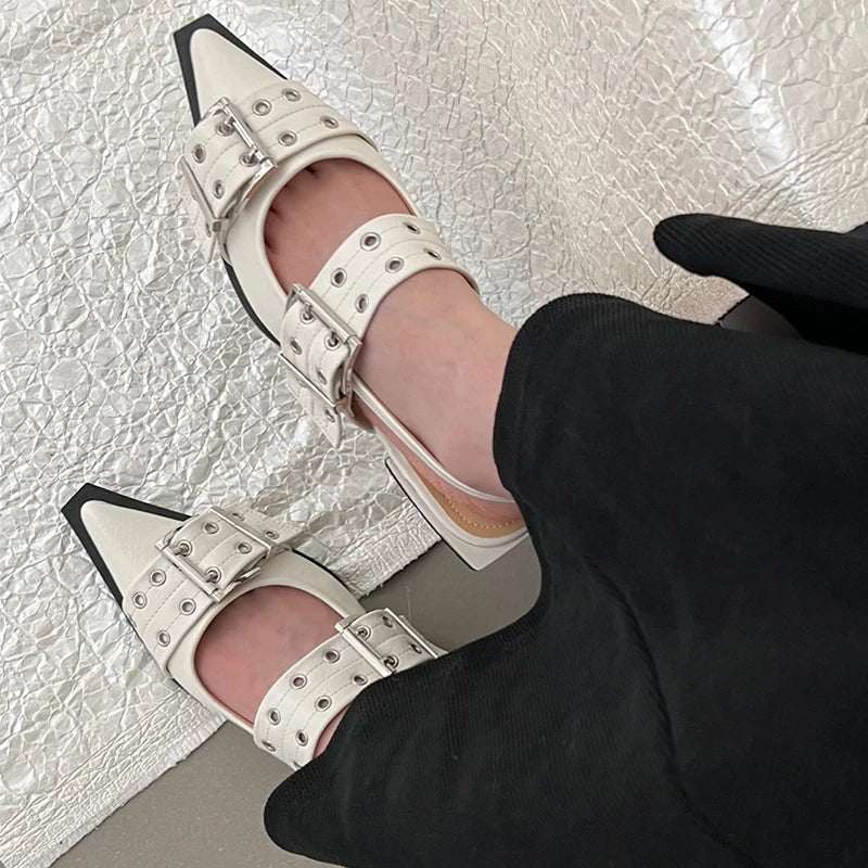 Women Flat With Shoes 2026 Designer Luxury Buckle Fashion Ladies Flats Shoes Slingback Pointed Toe Casual Female Sandals Mules