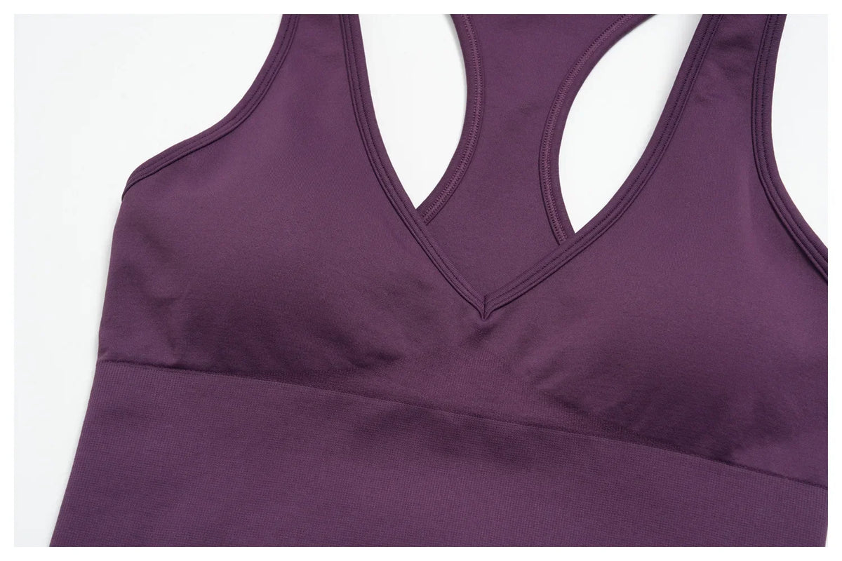 Seamless Yoga Sets Women Breathable V Neck Shockproof Sports Vest Fitness Suit Outwear High Waist Shorts Training Fitness Suit